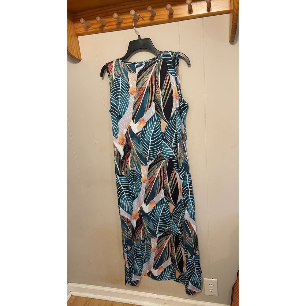 XIEERDUO Sleeveless Tropical Leaf Print Maxi Dress - Picture 3 of 4